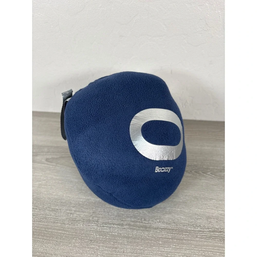 BCOZZY Chin Supporting Travel Pillow Navy Blue Grey Neck Support Sz L Carry Bag